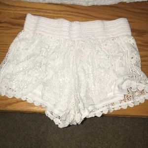 White lace shorts